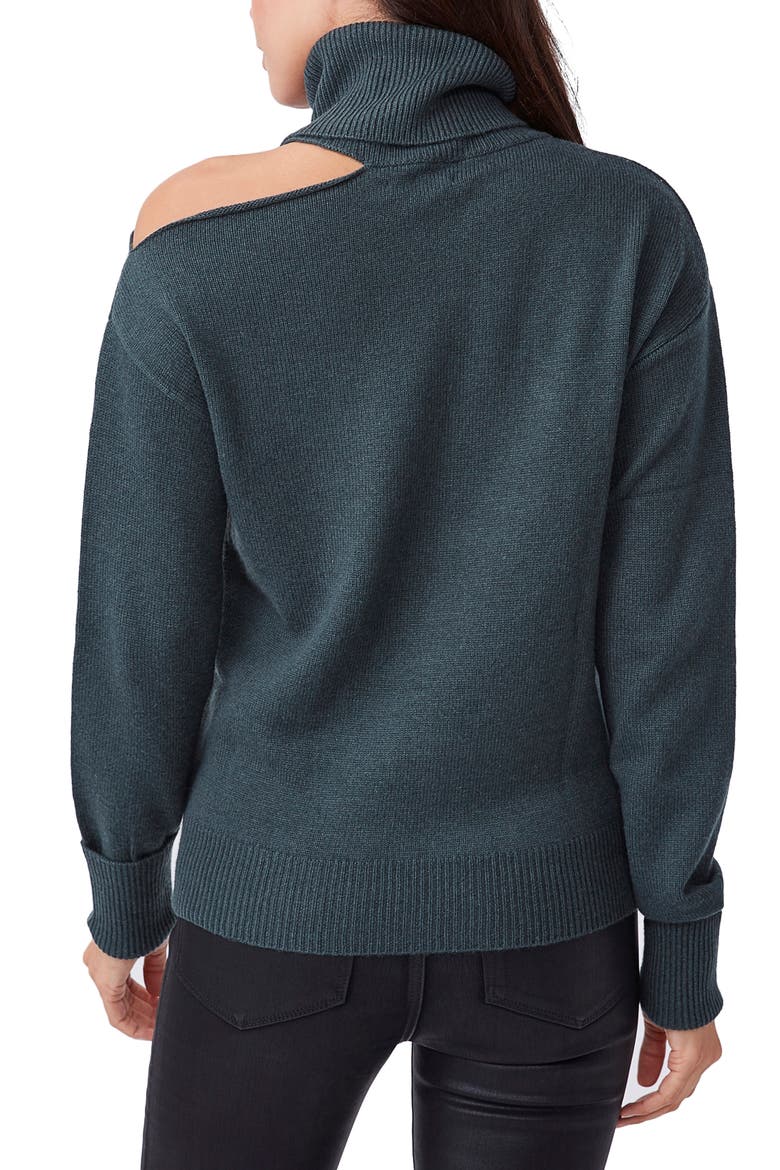 Raundi Cold Shoulder Turtleneck Sweater, Alternate, color, DARK SPRUCE