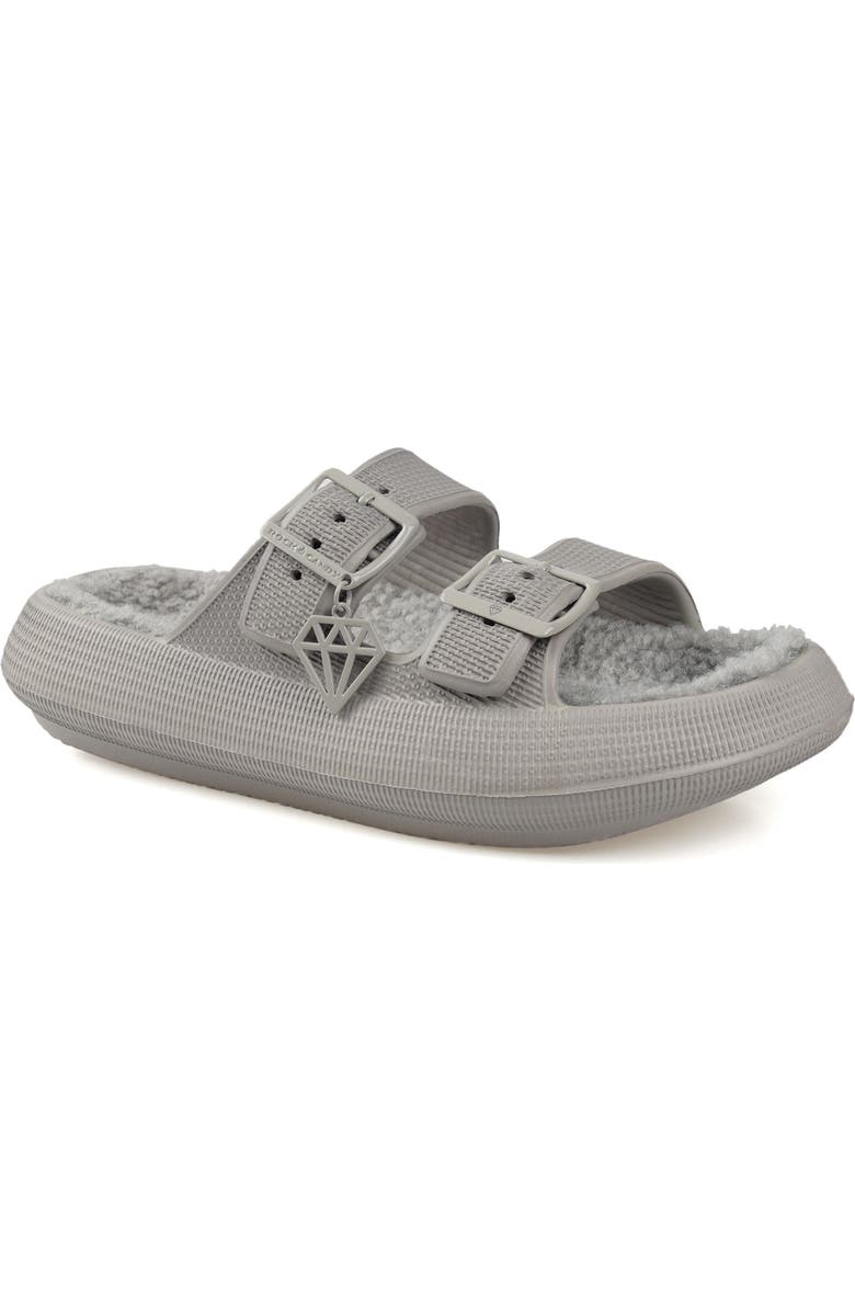 ROCK AND CANDY Faux Shearling Slide Sandal, Main, color, Light Gray