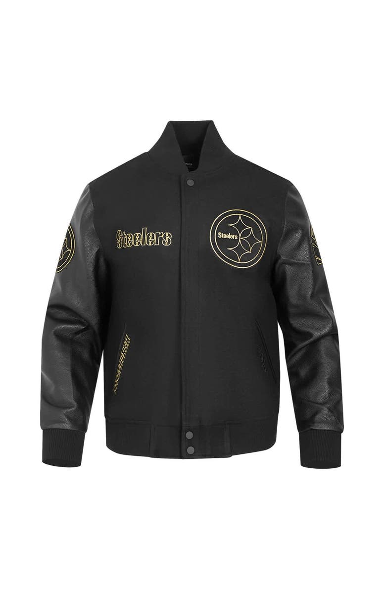 PRO STANDARD Men's Pro Standard Black Pittsburgh Steelers Full-Zip Varsity Jacket, Alternate, color, 