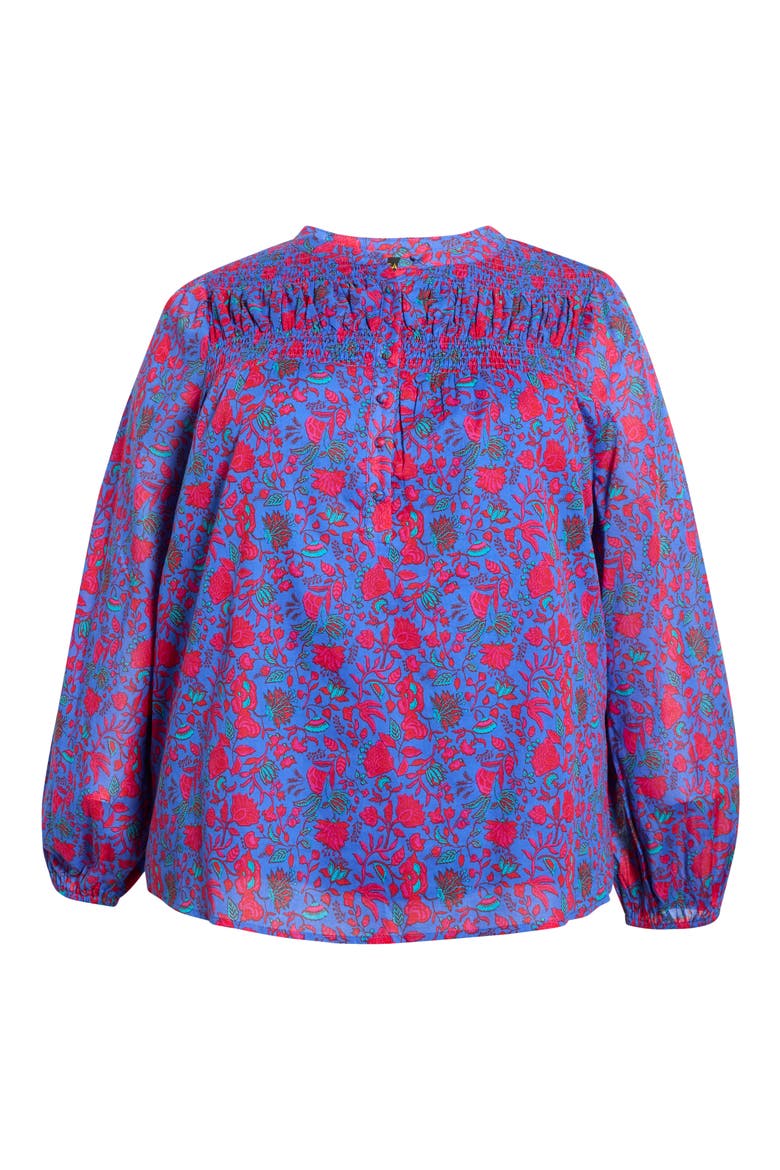 Tanya Floral Smocked Top, Alternate, color, BLUE-FUCHSIA