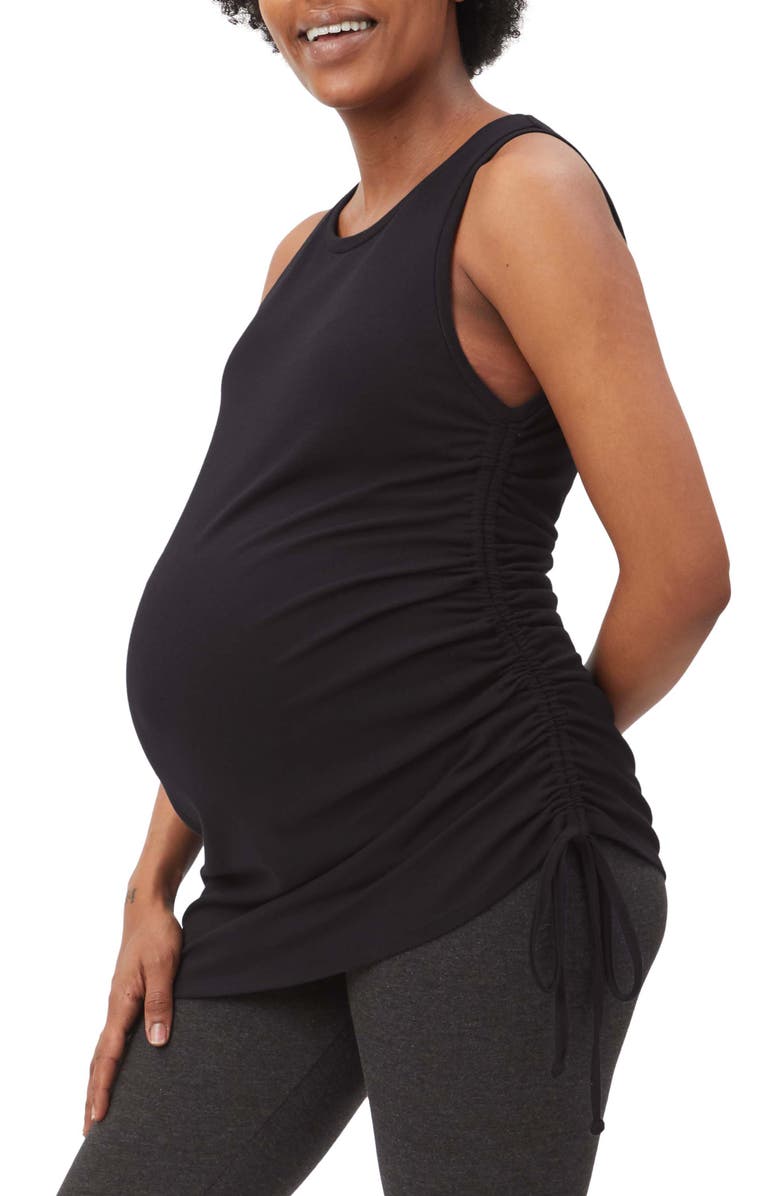 Stowaway Collection Asymmetrical Drawstring Ruched Maternity Tank, Main, color,