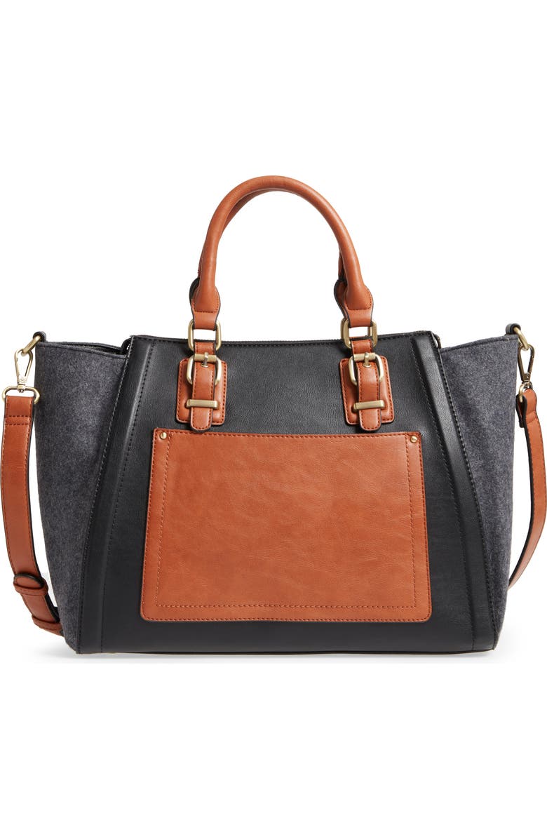 Sole Society 'Jensen' Mixed Media Tote, Main, color,