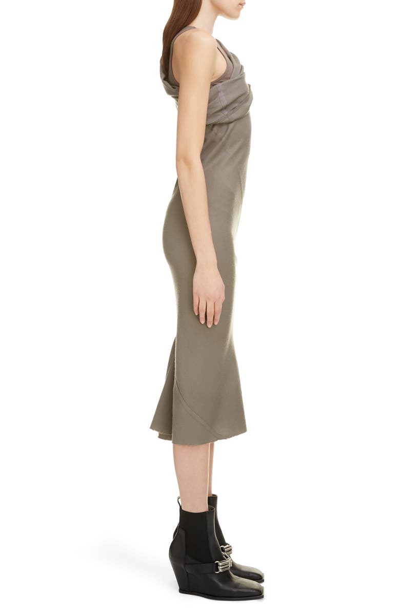 Rick Owens Asymmetrical Wool Midi Dress, Alternate, color,