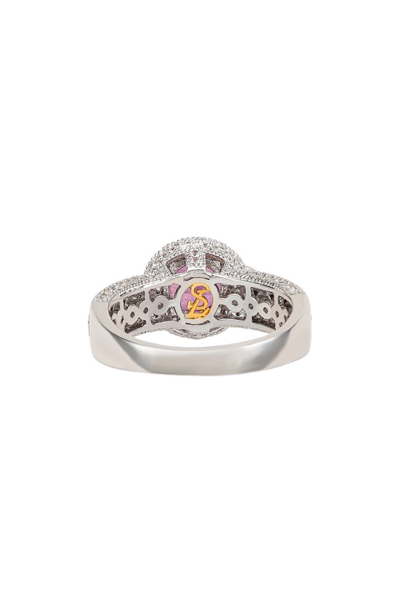 SUZY LEVIAN DIAMONDS Round Pink Sapphire & Pavé Lab Grown White Sapphire Ring, Alternate, color, Pink