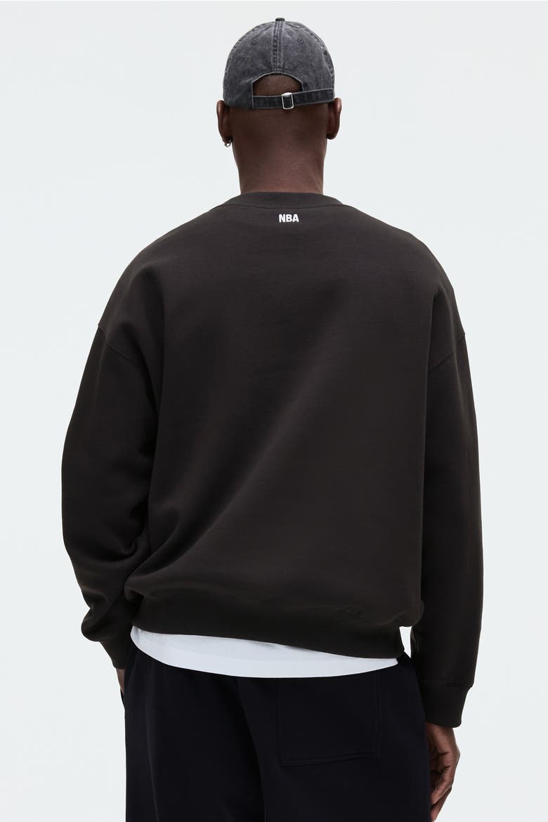 Oversized Fit Printed Sweatshirt, Alternate, color, Black/NBA