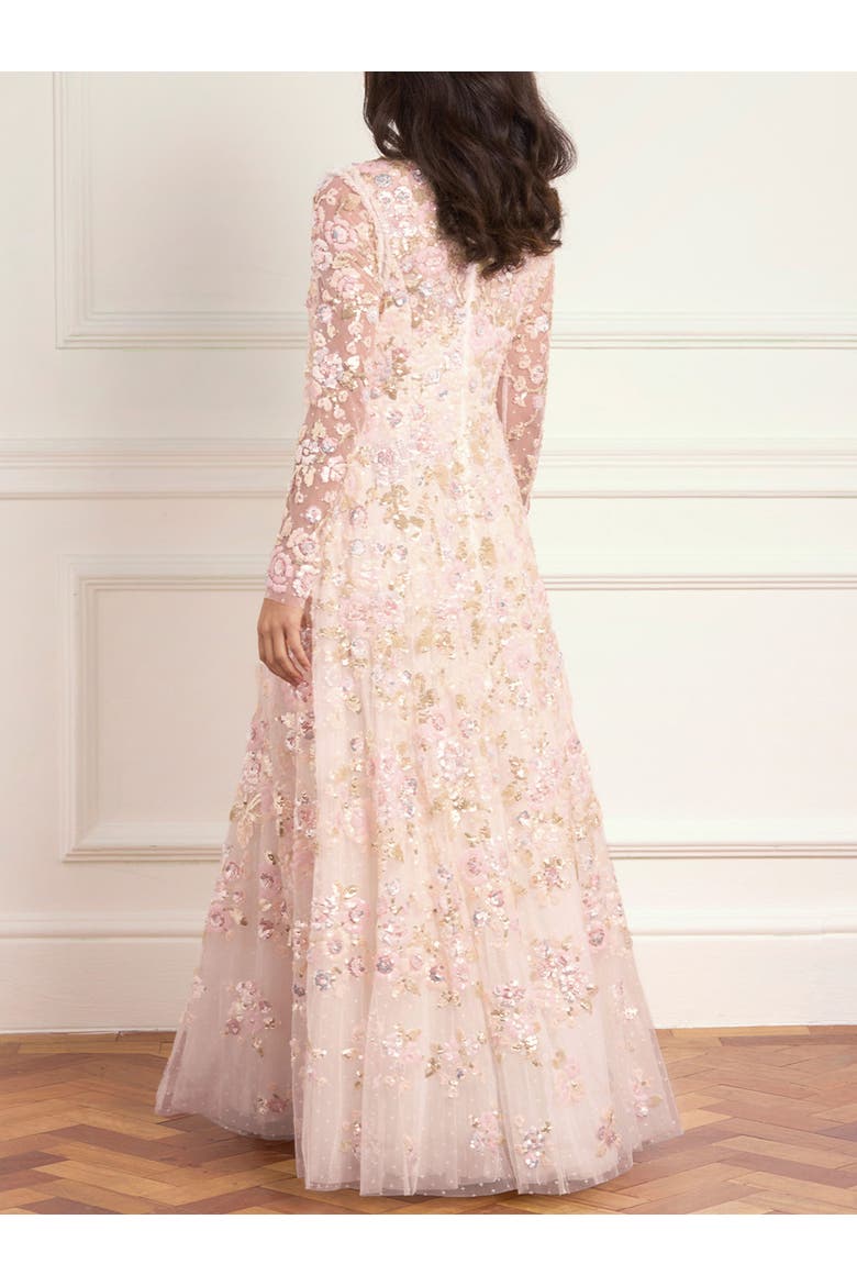 Sequin Paradise V-Neck Gown, Alternate, color, Opal/Multi