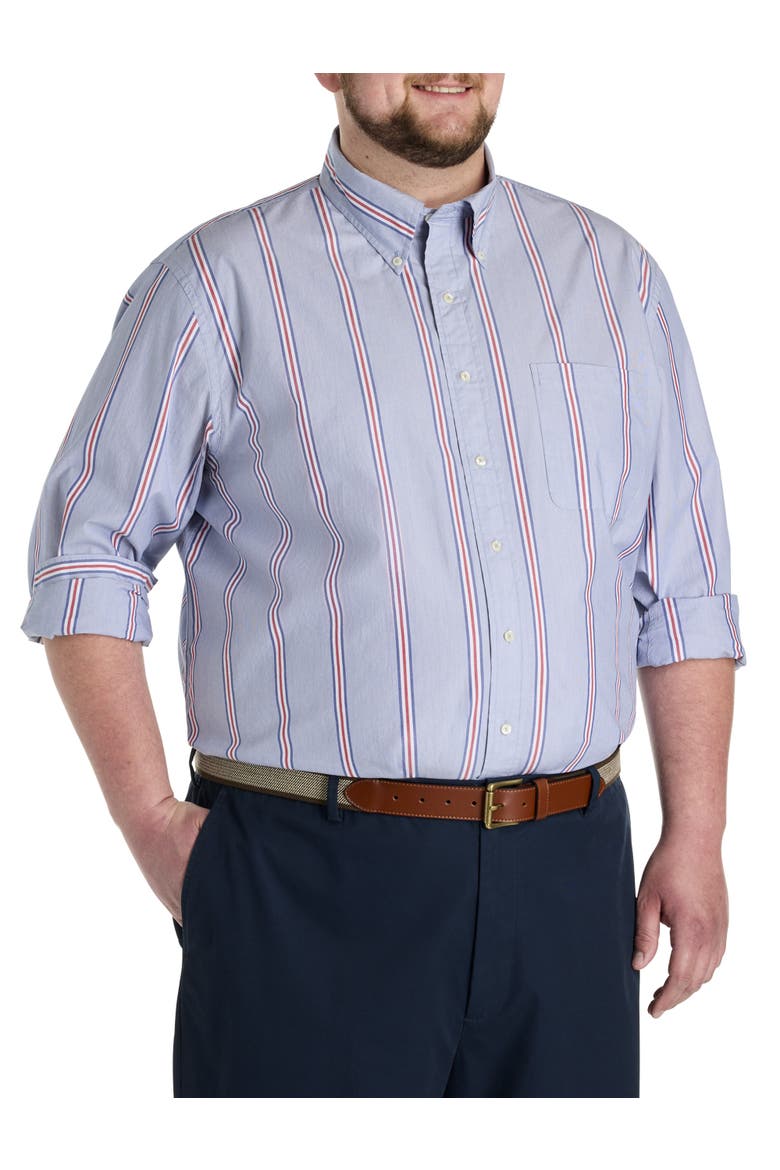 Big & Tall  Multi-Striped Oxford Friday Sport Shirt, Main, color, NAVY RIBBON