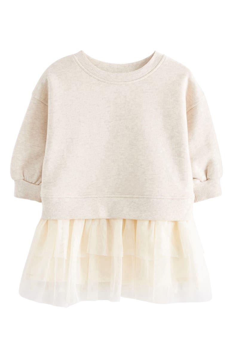 NEXT Kids' Tiered Mesh Sweatshirt Dress, Main, color, 