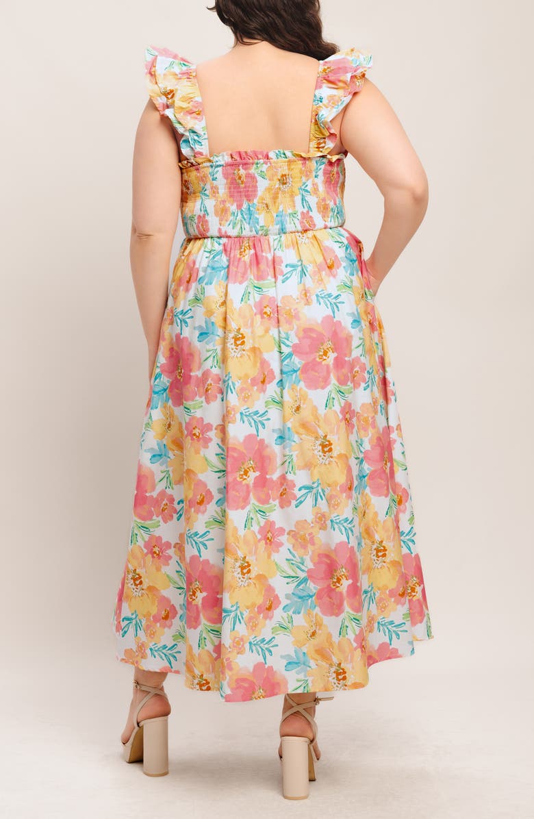 FLYING TOMATO Floral Ruffle Strap Cotton Fit & Flare Maxi Dress, Alternate, color, Multi Floral