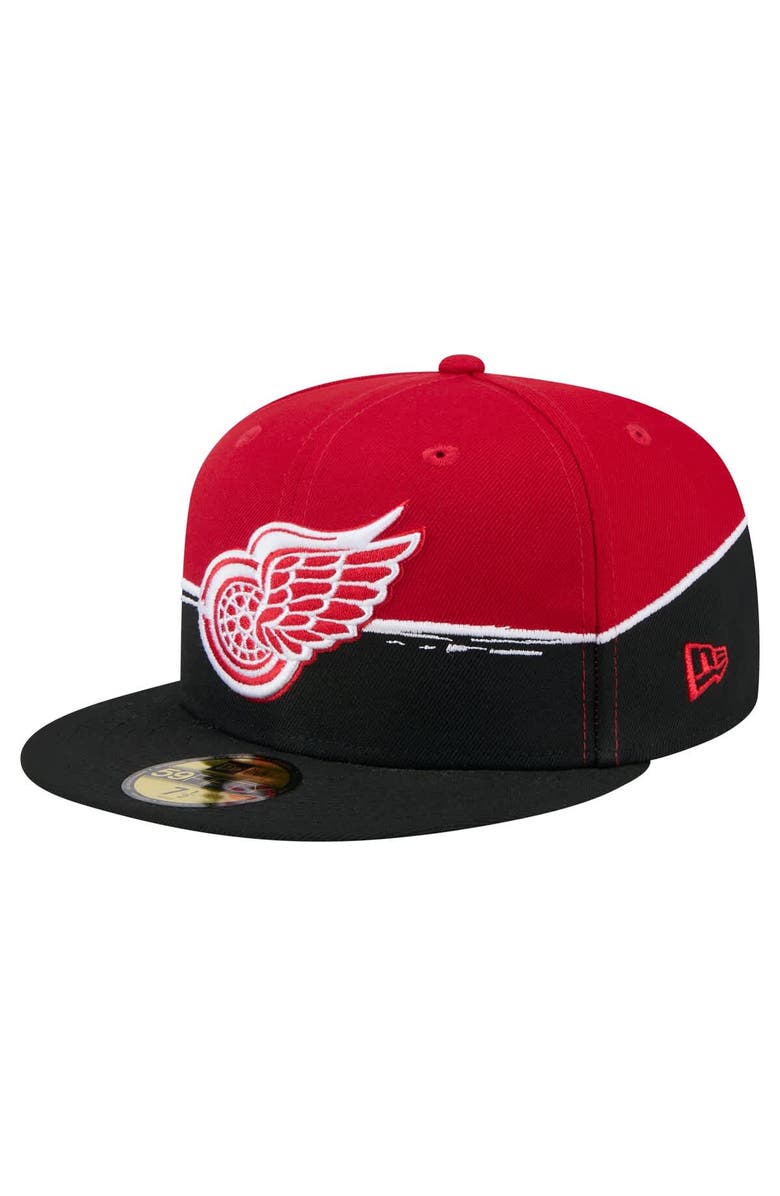 New Era Men's New Era Black/Red Detroit Red Wings Vintage Color Dip 59FIFTY Fitted Hat, Alternate, color, Black