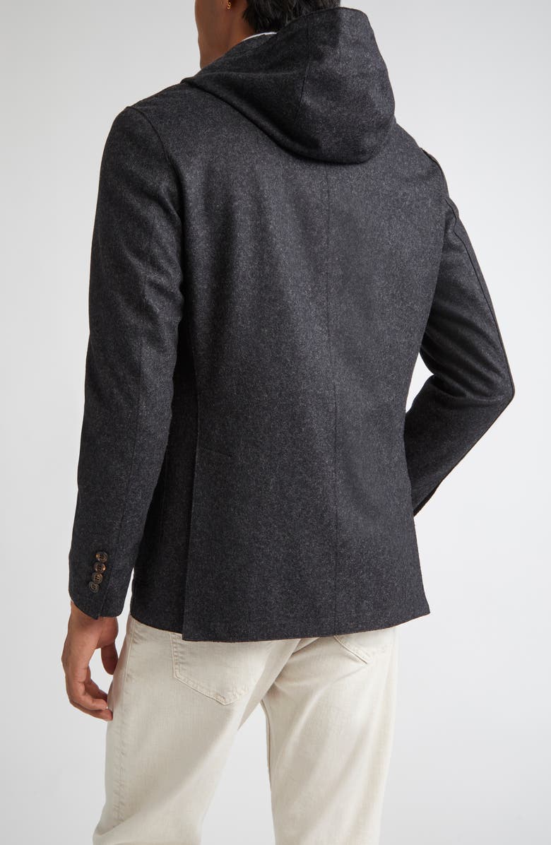 Single Breasted Wool Blend Sport Coat with Removable Hooded Bib