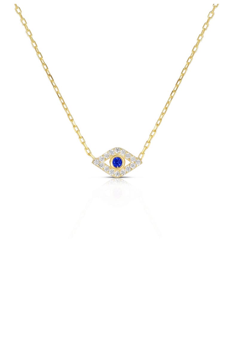 SPHERA MILANO 14K Yellow Gold Plated Sterling Silver Pave CZ Evil Eye Pendant Necklace, Main, color,