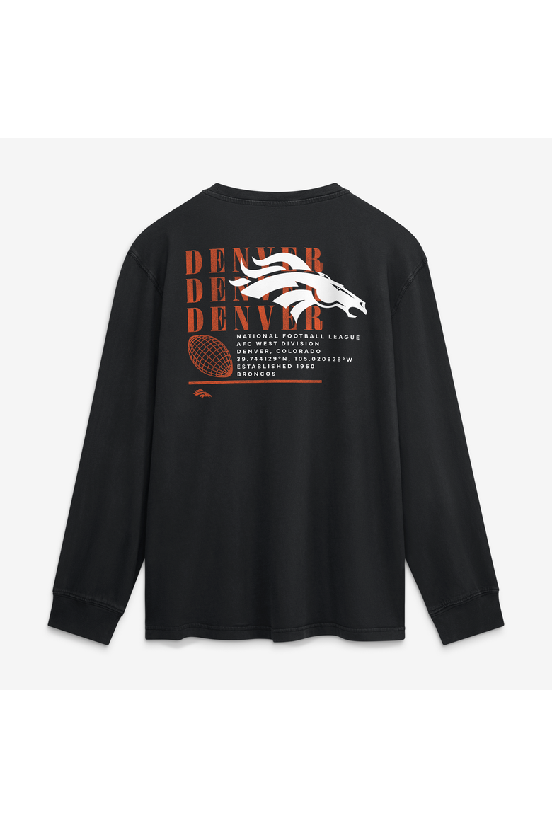Men's Fanatics Black Denver Broncos Relaxed Fullback Drive Long Sleeve Fashion Top, Alternate, color, Black