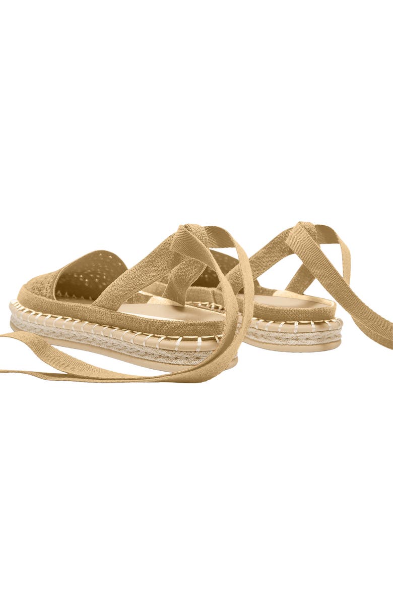 Rothy's The d'Orsay Ankle Tie Espadrille Flat, Alternate, color, Camel Crochet