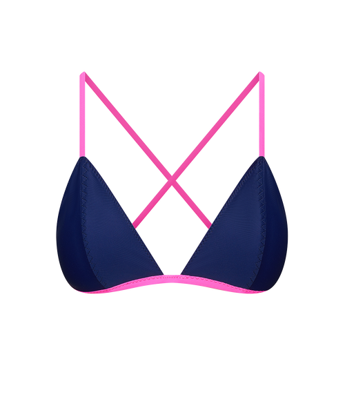 Ansea The Reversible Triangle Top In Pink/navy