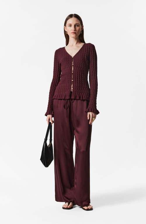 & Other Stories Textured Bell Sleeve Cardigan In Burgundy