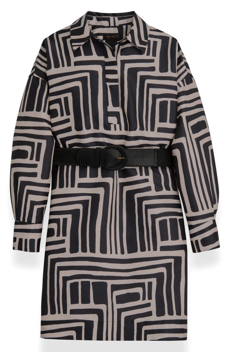 Donna Karan New York Abstract Print Long Sleeve Belted Shirtdress, Alternate, color, Black/ Sand