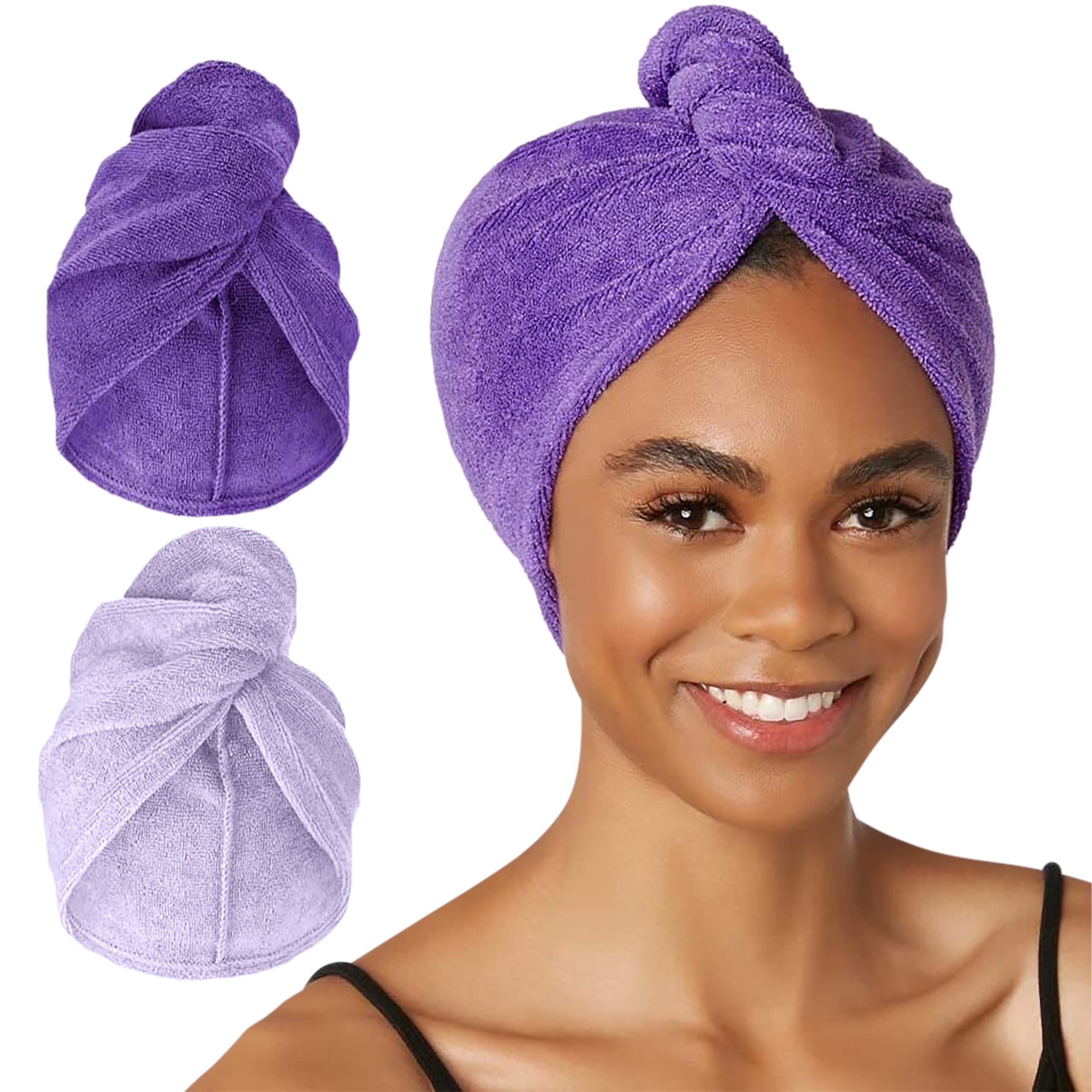 TURBIE TWIST 2 Pack Hair Towel Wraps, Microfiber for Straight, Wavy, Curly Hair in Dark Purple & Light Purple at Nordstrom