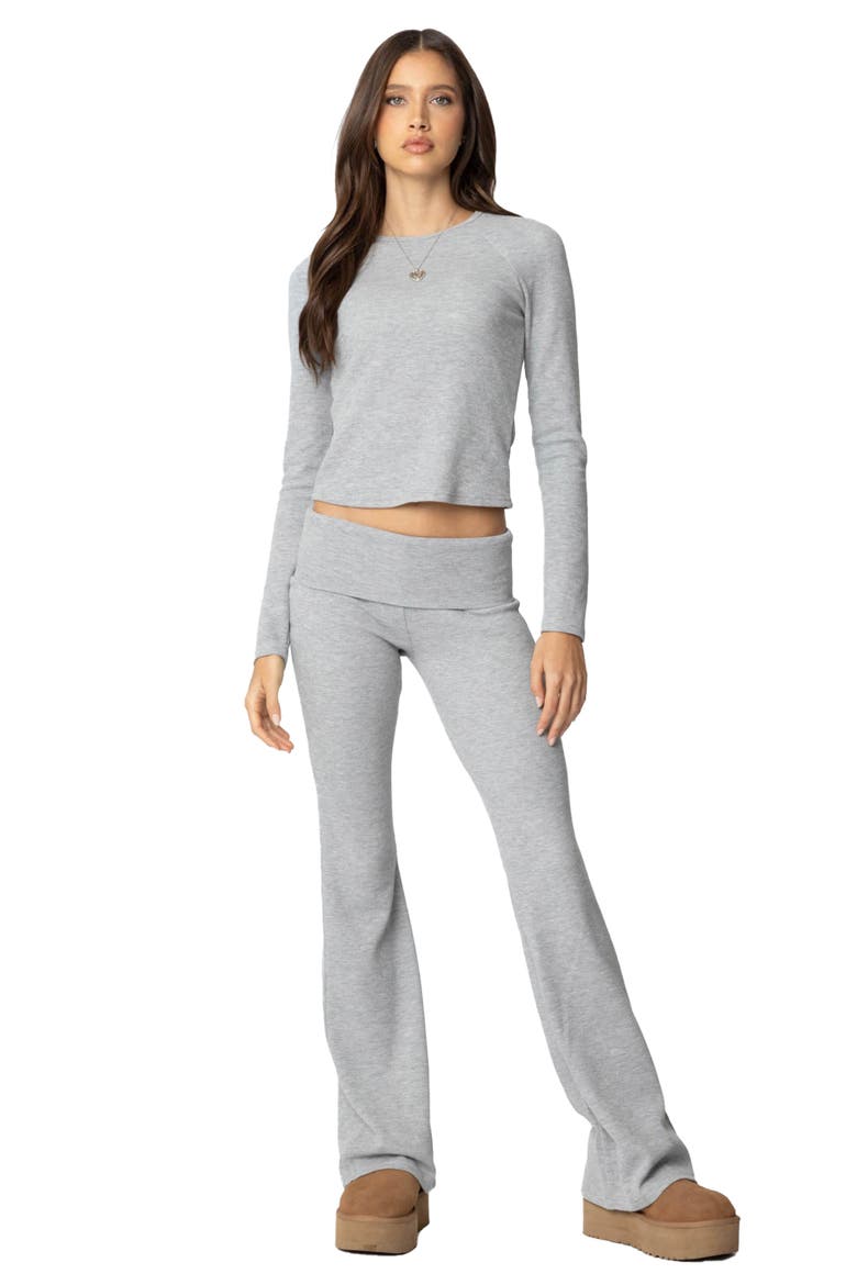 Sab Waffle Knit Long Sleeve Top, Alternate, color, GRAY-MELANGE
