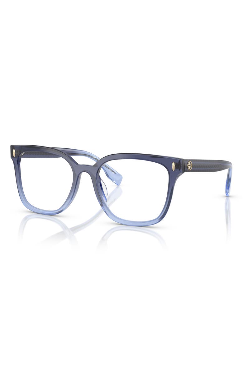 Tory Burch 53mm Square Optical Glasses, Alternate, color, Blue Gradient