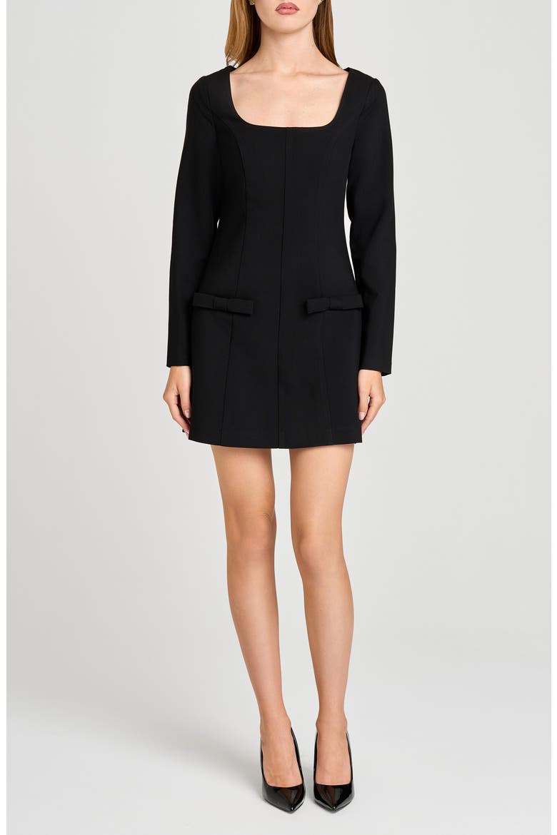 x Sara Walker Anna Long Sleeve Minidress, Main, color, BLACK