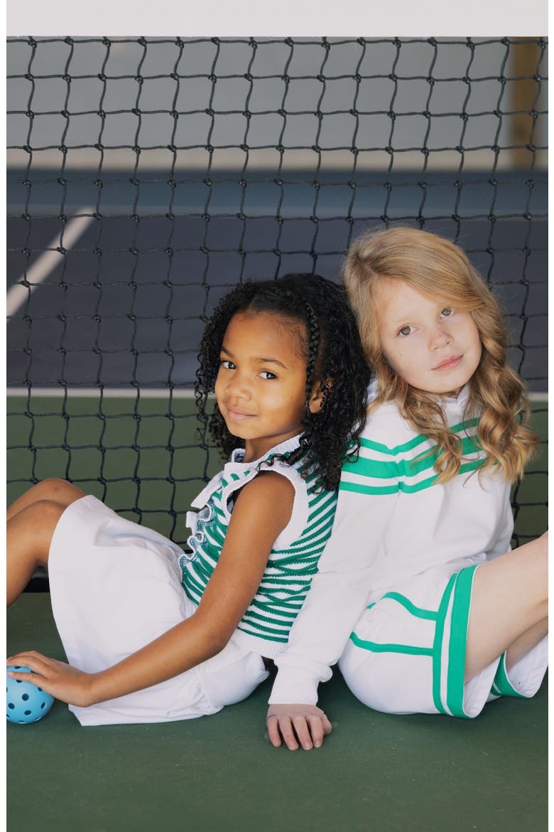 Kids' Organic Button Front Sweater Tank with Bows, Alternate, color, Kelly Green Stripe