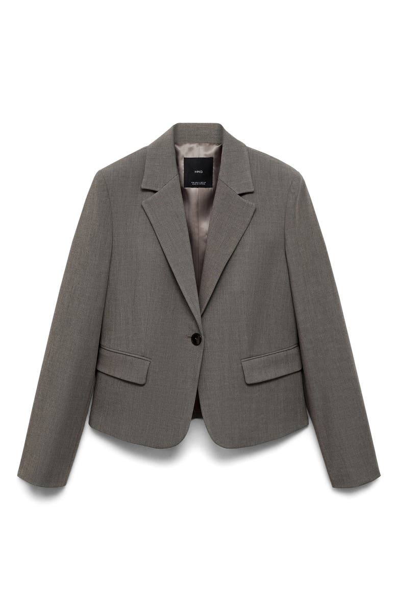 MANGO Helena Crop Blazer, Alternate, color, Brown