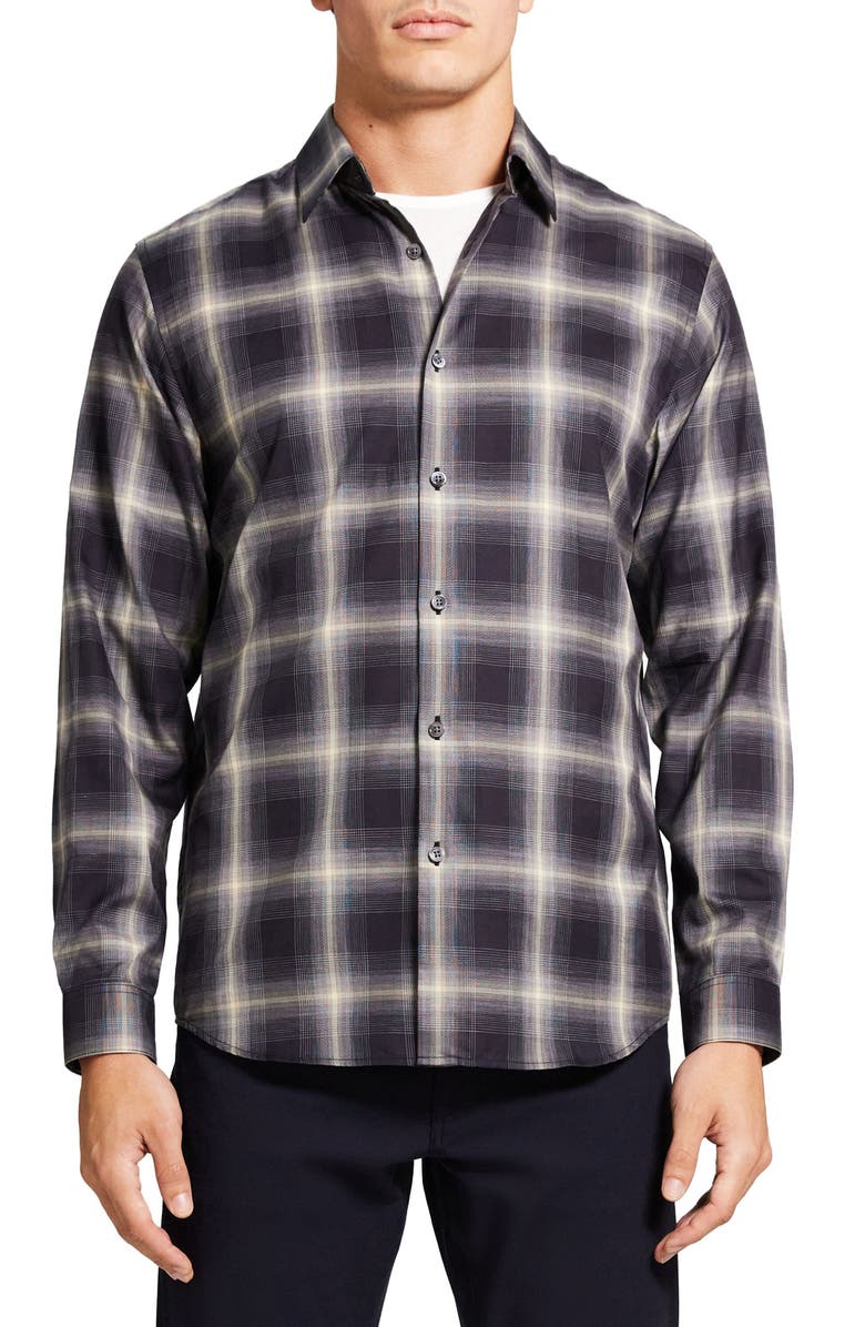 Theory Irving Shade Cotton Flannel Button-Up Shirt, Main, color, 