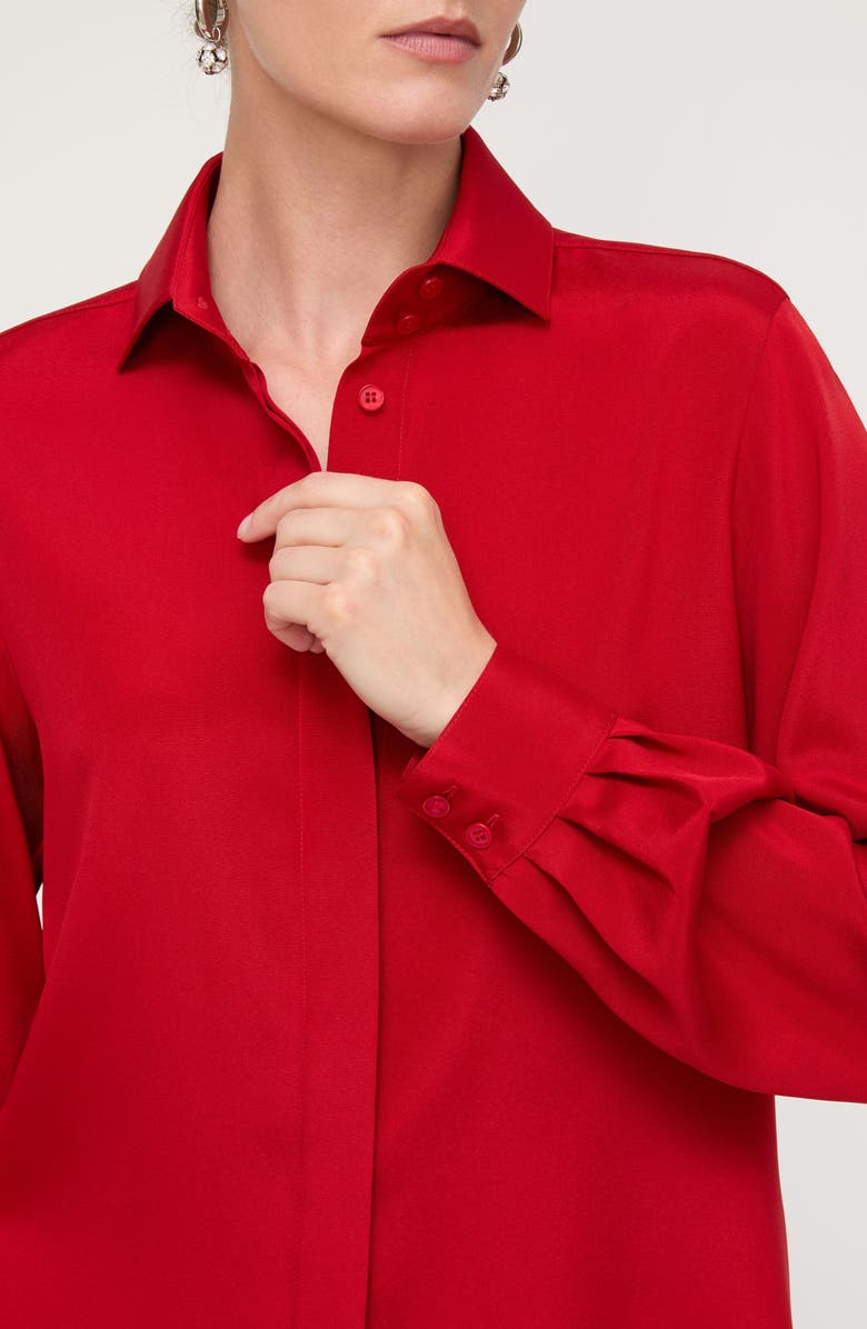 Lafayette 148 New York Hidden Placket Stretch Silk Shirt, Alternate, color, Spark