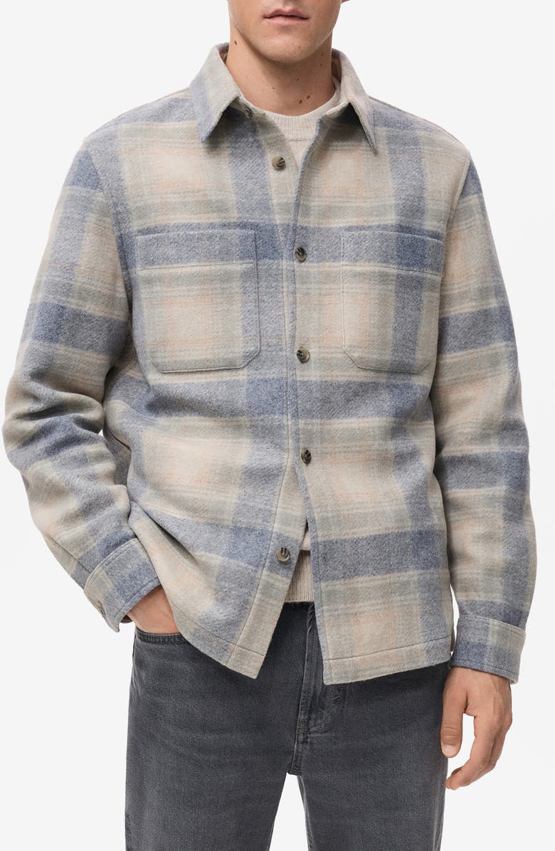MANGO Check Flannel Shirt Jacket, Main, color, 