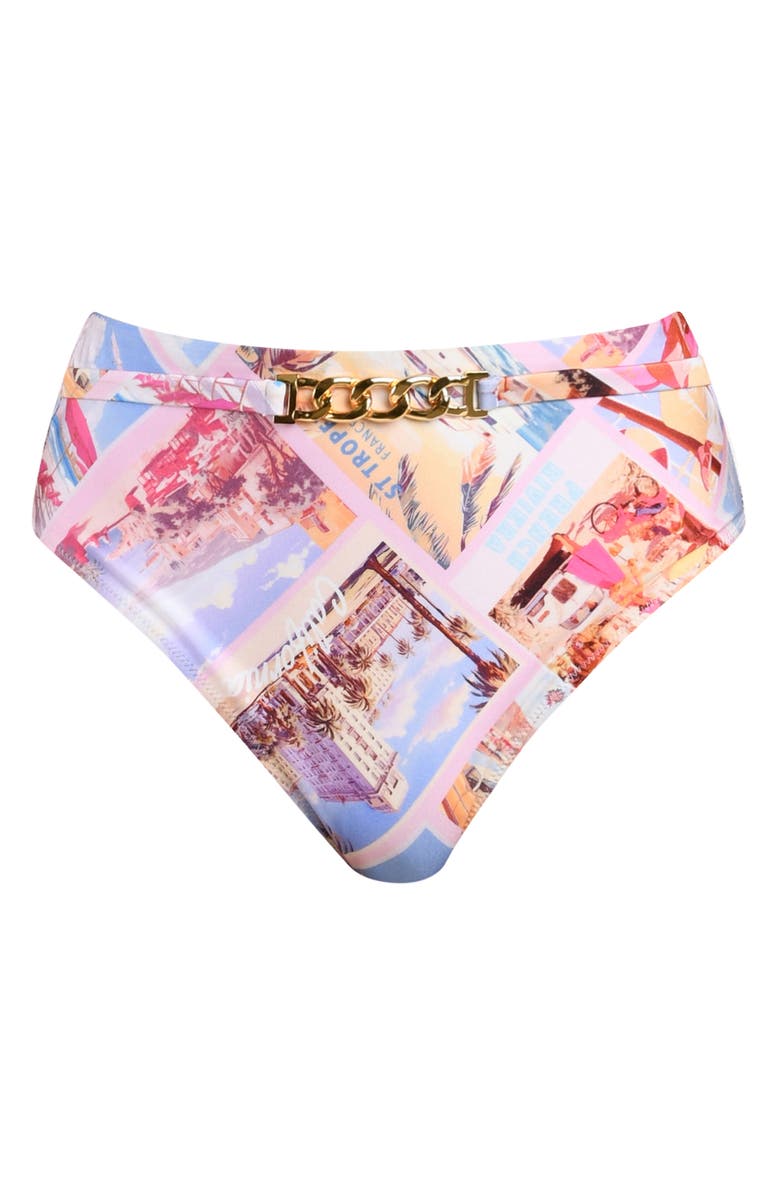 L'AGENCE Vanessa Postcard High Waist Bikini Bottoms, Alternate, color, 