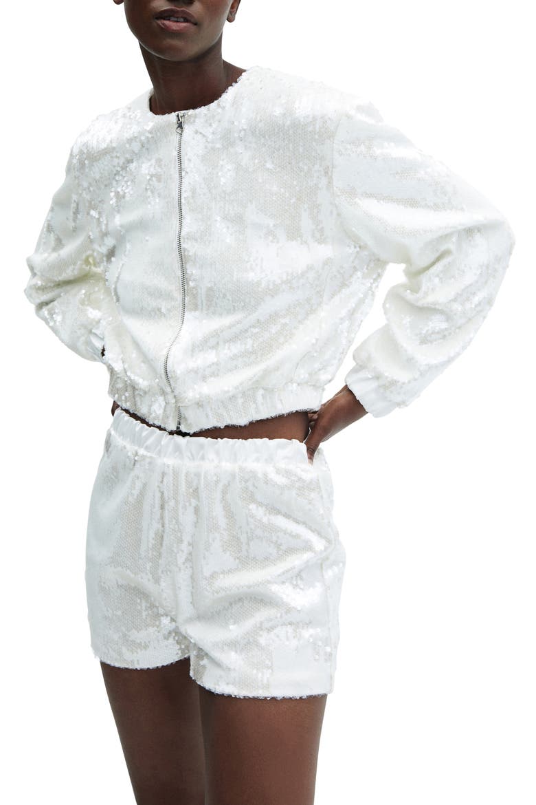 Sequin Bomber Jacket, Main, color, OFF WHITE