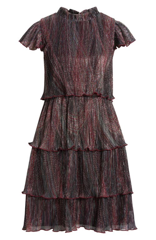 Vince Camuto Metallic Crinkle Tiered Dress In Multi