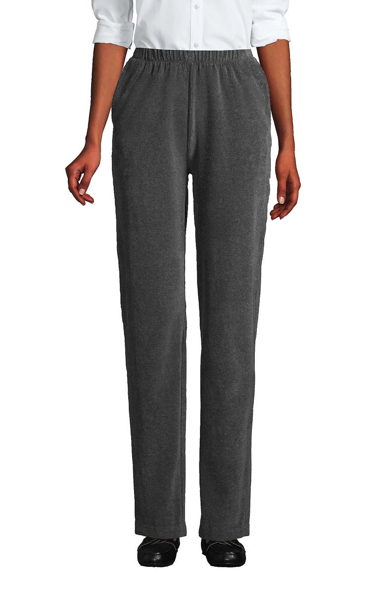 Lands' End Sport Knit High Rise Corduroy Pants, Main, color, Charcoal Heather