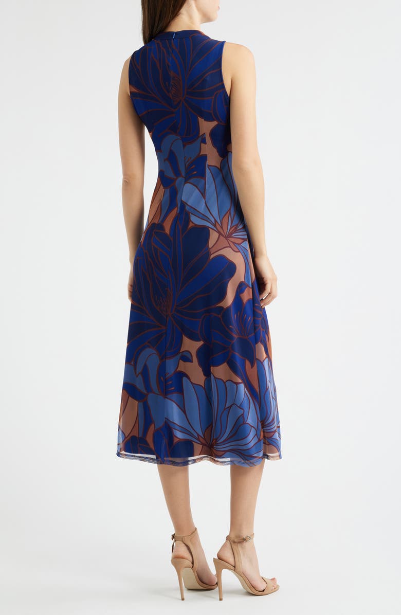 Vince Camuto Floral Sleeveless Mesh Midi Dress, Alternate, color, Blue Multi