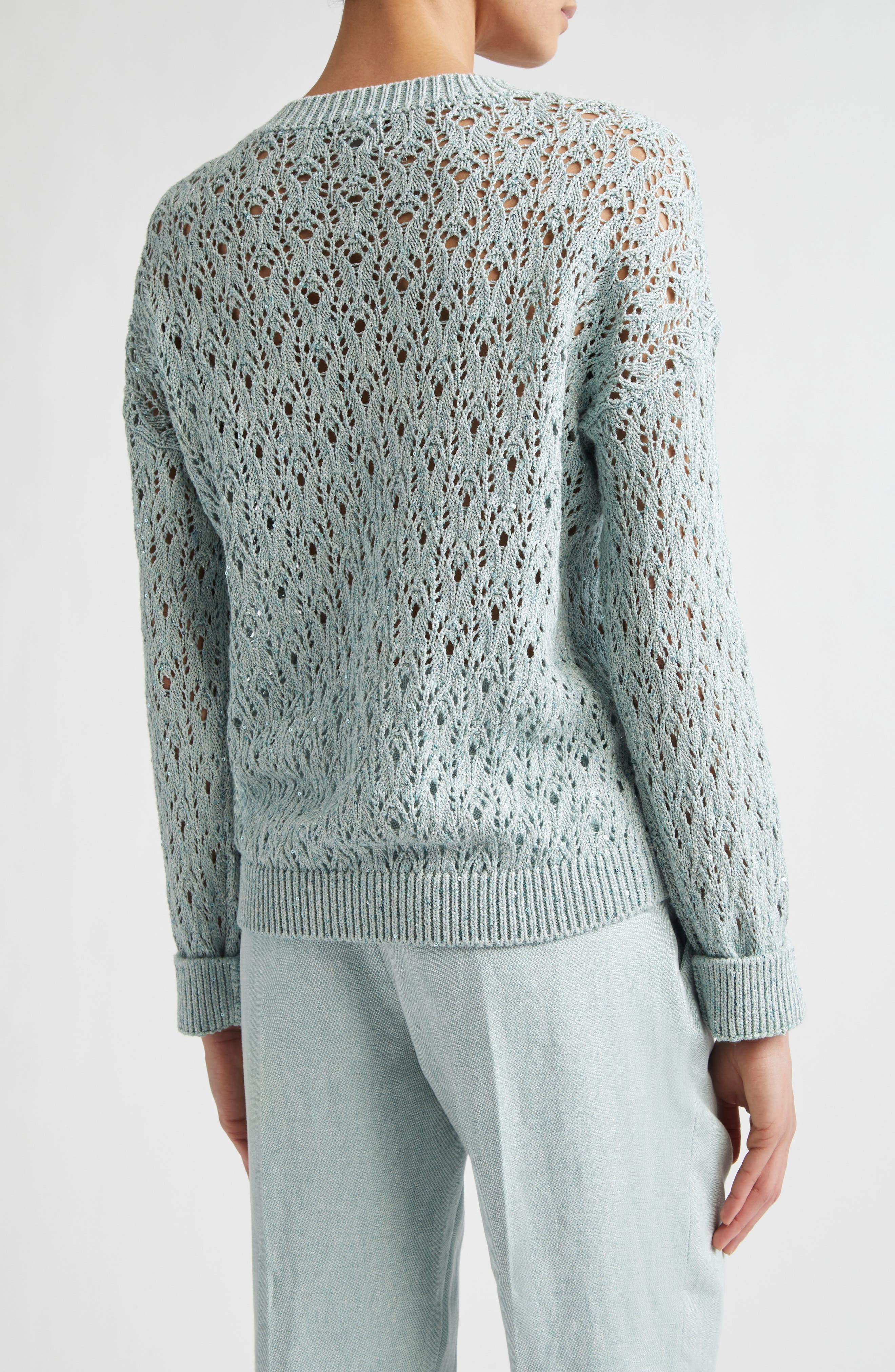 Sequin Crochet Crewneck Sweater - image 2