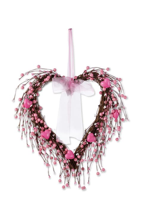 17"H Valentine
s Pink Berry Heart Wreath
