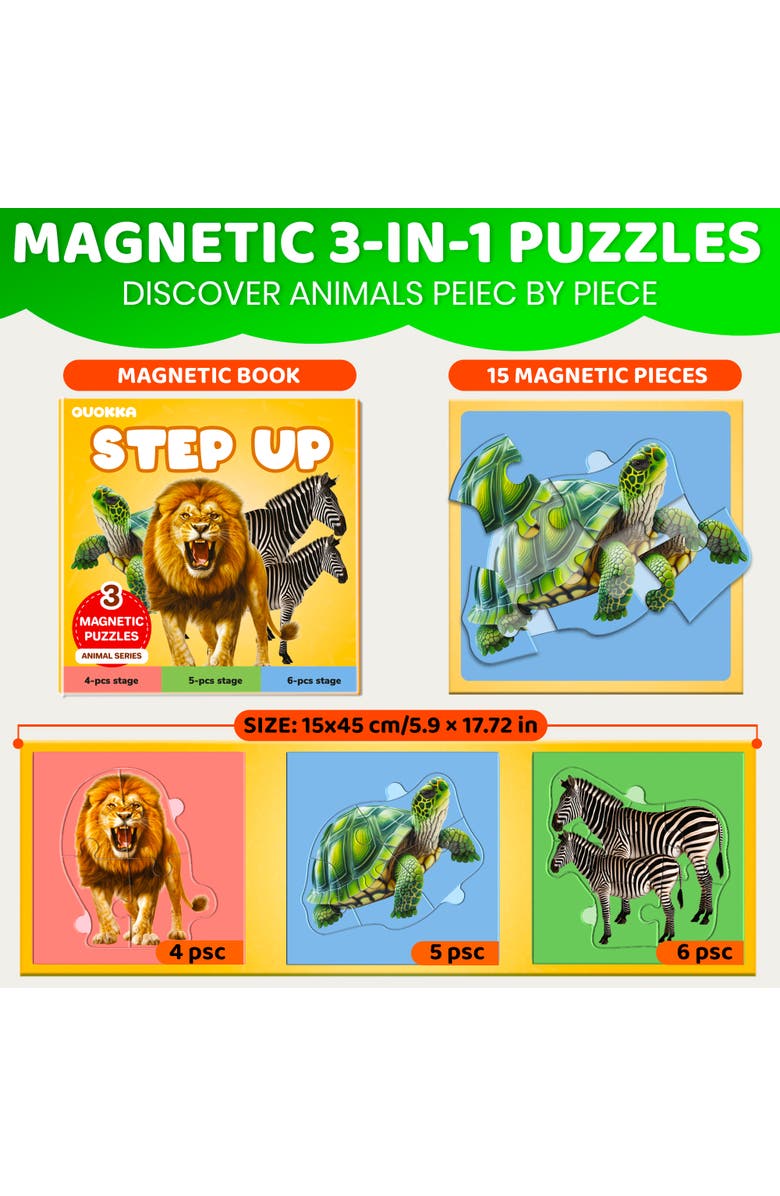 Quokka Step Up Magnetic Kids Puzzle Collection - Ocean, Safari & Wild Animals, Alternate, color, Safari2