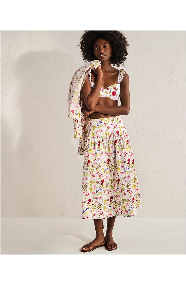 Lands' End Poplin Drop Waist Midi Skirt, Alternate, color,