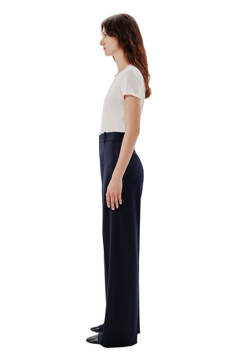 Another Tomorrow WIDE LEG SUIT PANT, Alternate, color, Navy