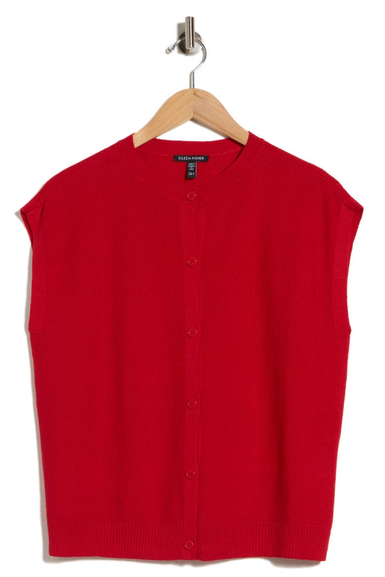 Cap Sleeve Organic Linen & Organic Cotton Sweater, Alternate, color, CRIMSON