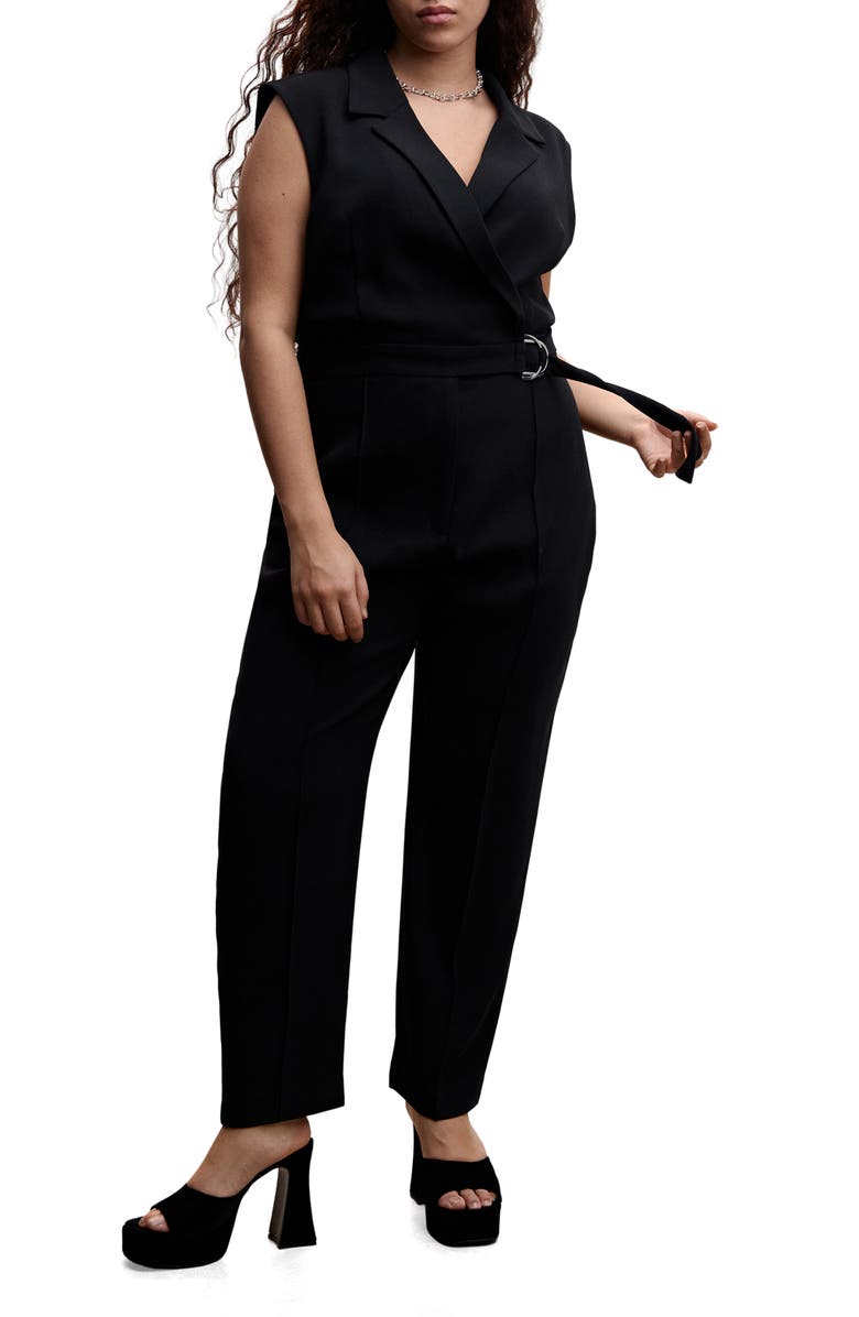 MANGO Belted Wrap Jumpsuit, Alternate, color, 