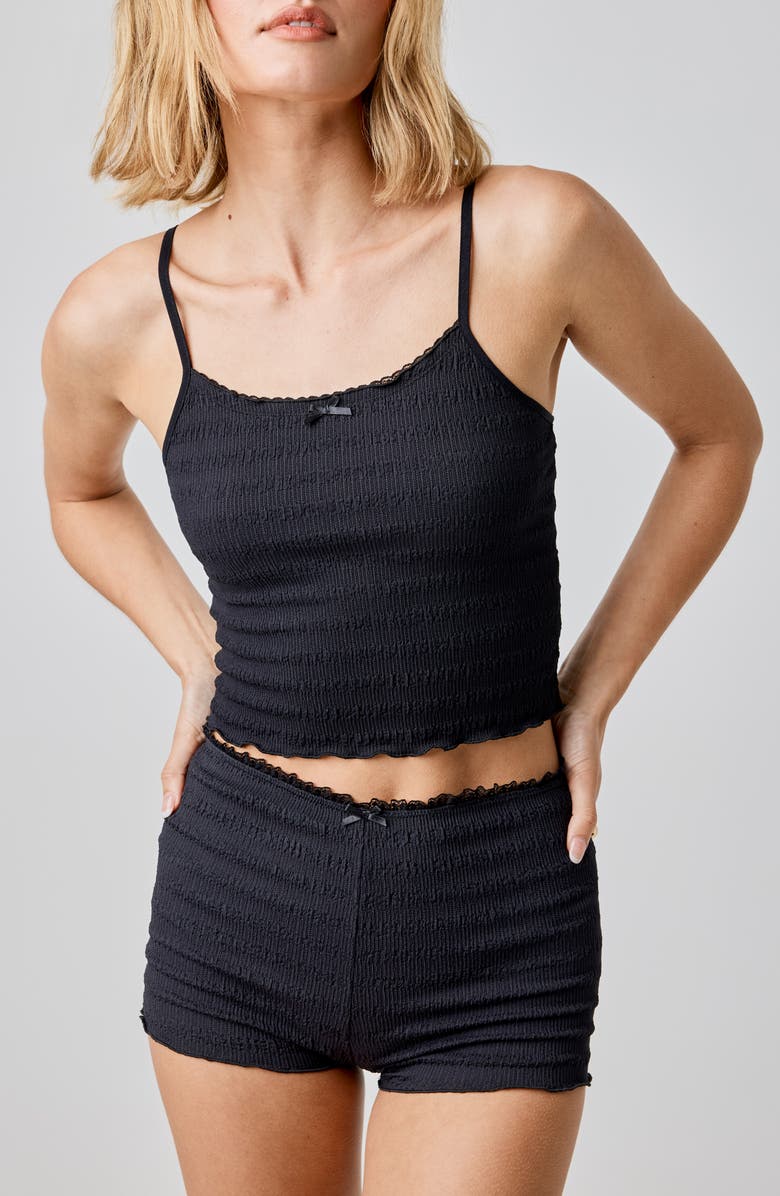 Florence by Mills Seersucker Crop Camisole, Main, color, Black