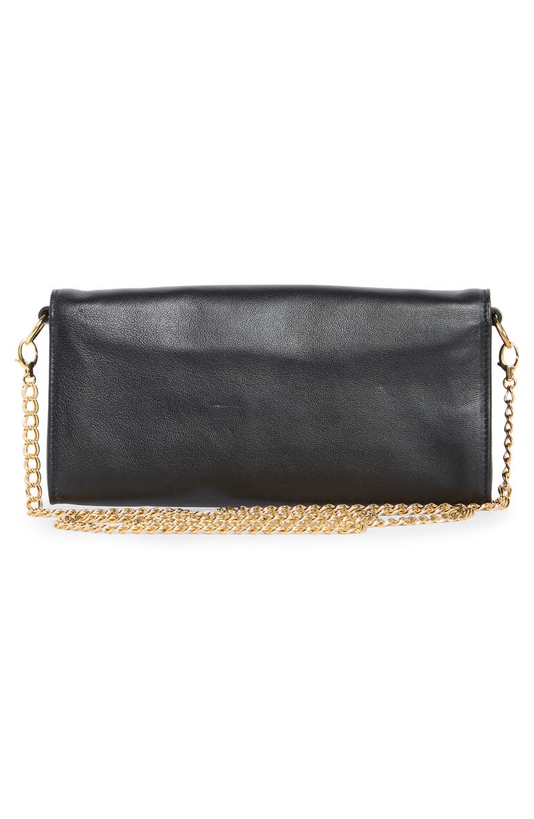 Longchamp Paris Leather Wallet on a Chain, Alternate, color, Black