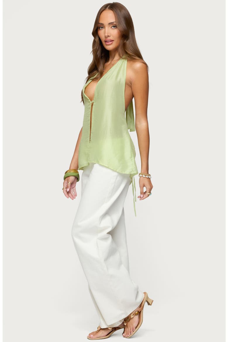 Split Front Halter Top, Alternate, color, SAGE