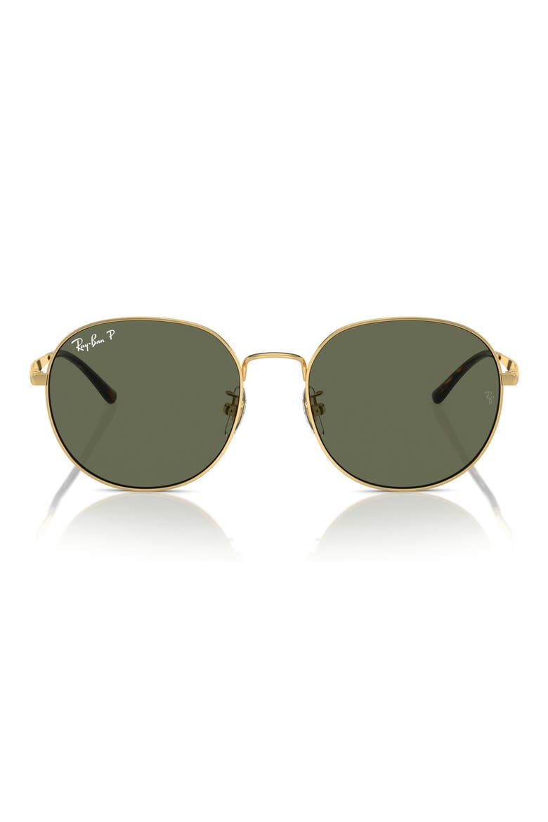 57mm Polarized Round Phantos Sunglasses, Main, color, GOLD FLASH