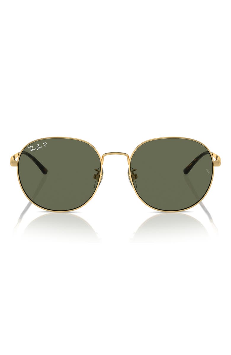 Ray-Ban 57mm Polarized Round Phantos Sunglasses, Main, color, Gold Flash