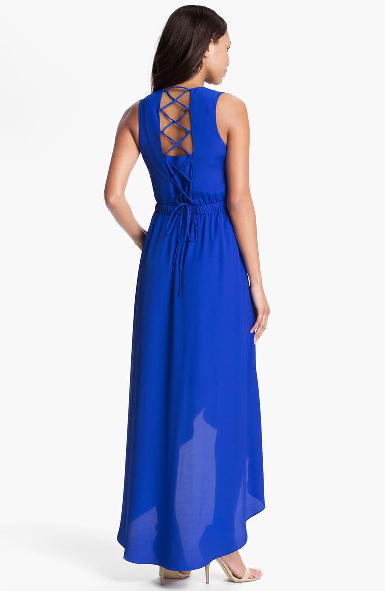 Presley Skye Lace Up High/Low Maxi Dress, Alternate, color, 
