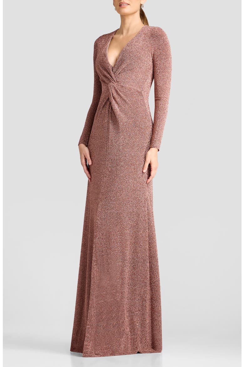 Aya Front Twist Long Sleeve Gown, Alternate, color, COPPER
