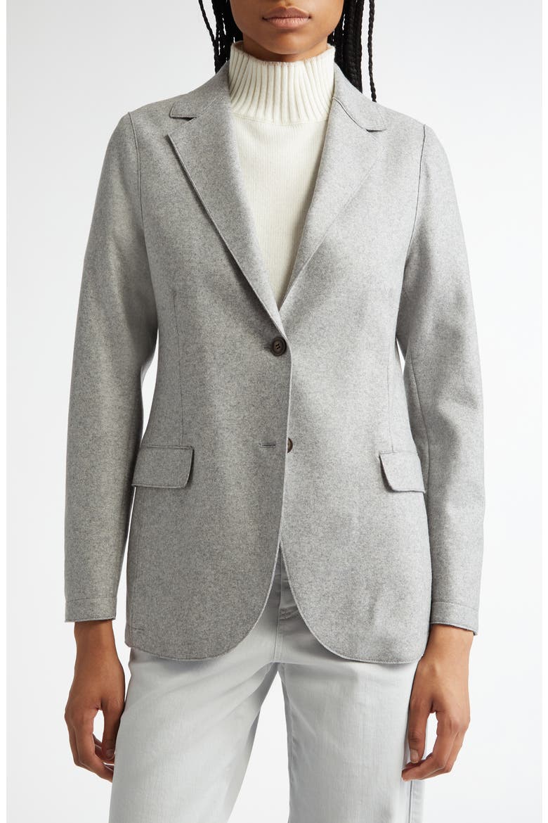 Wool Blend Flannel Blazer with Removable Hooded Bib, Alternate, color, 14NN MED GRY